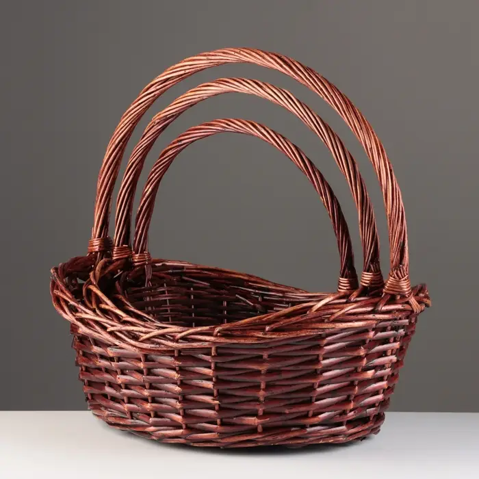 Набор корзин из 3 шт, 48x35xH13/18/40 см, 40x30xH12/16/35 см, 33x25xH10/14/29 см, ива