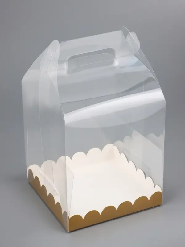 PVC Коробка для бенто - торта, прозрачная, 16&times;16&times;18 см