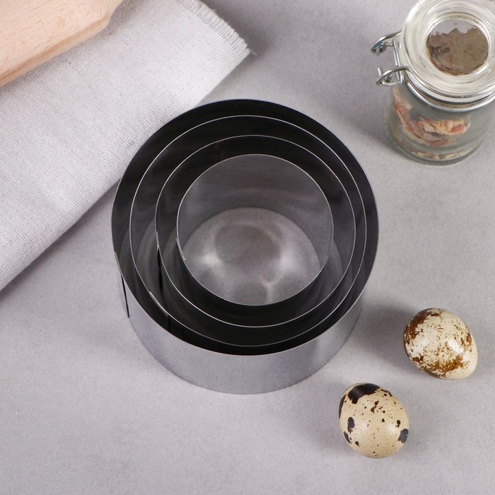 Набор форм для выпечки и выкладки «Круг», d-10, h-6,6 см, 4 шт Набор форм для выпечки и выкладки «Круг», d-10, h-6,6 см, 4 шт