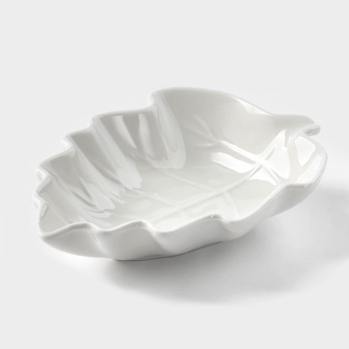 Соусник керамический «Лиственик», 14×10×3 см, цвет белый Соусник керамический «Лиственик», 14×10×3 см, цвет белый