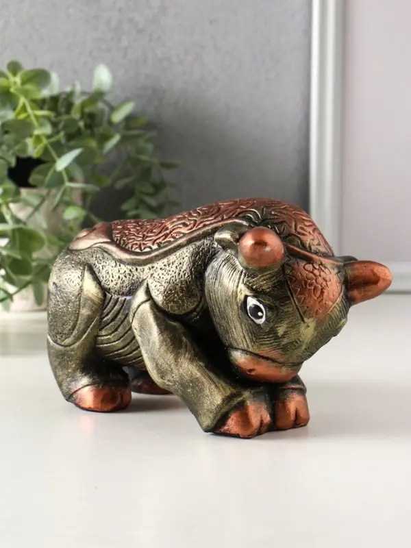 Копилка "Бык" 12х18,5х9,5 см, золото