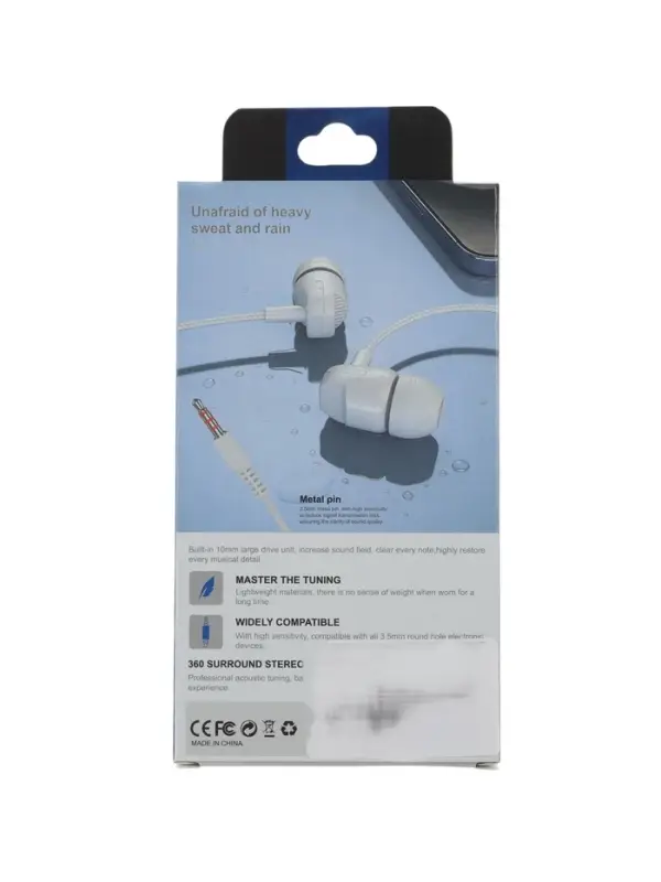 Наушники проводные SY-008, вакуумные, микрофон, Jack 3.5 мм, белые