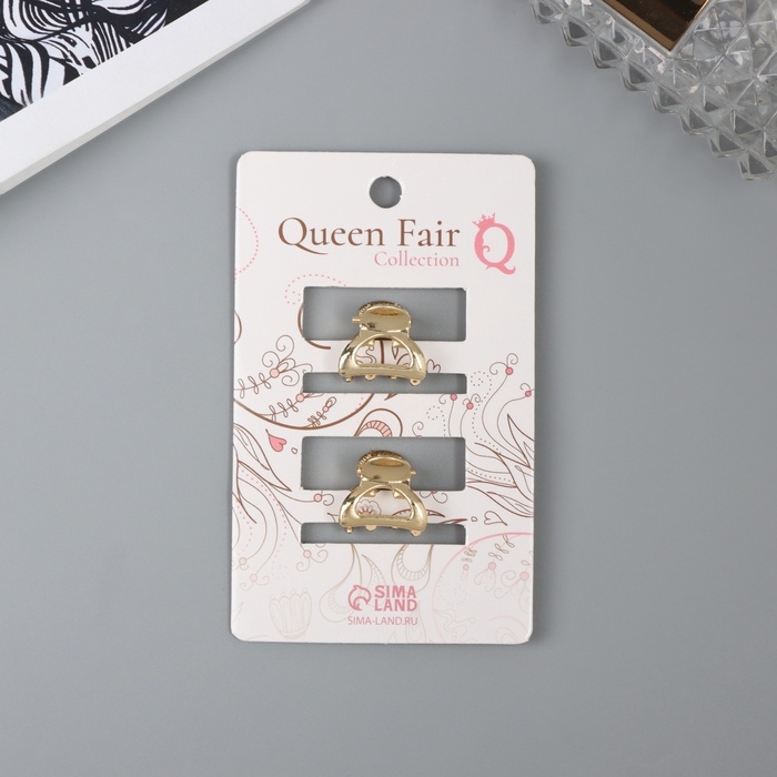 Краб для волос Краб для волос "Шерри" (набор 2 шт) классика дуга, 1,5 см, золото