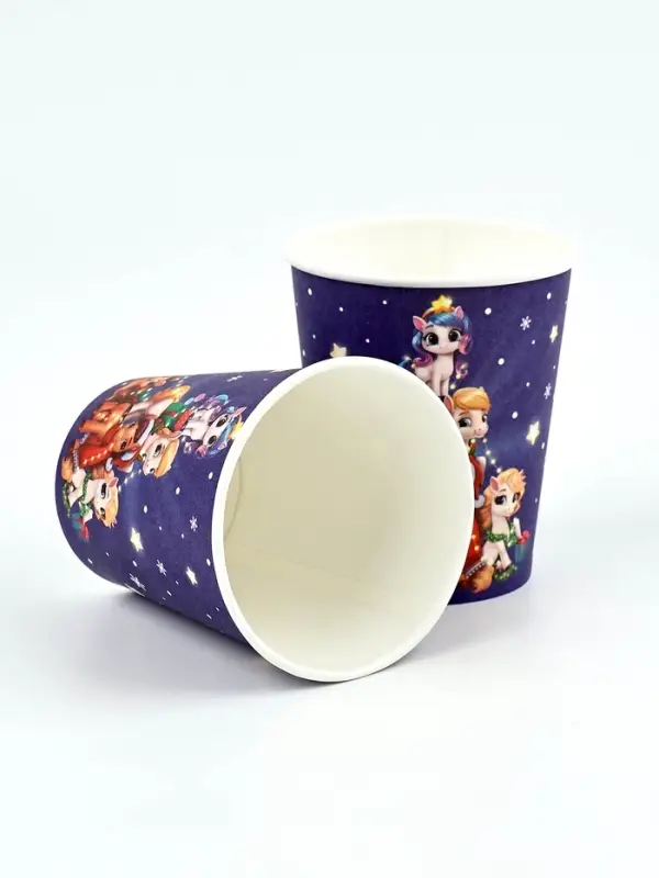 Стакан бумажный "Пони с подарками" , синий (250 мл)