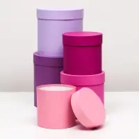Набор шляпных коробок 5 в 1, сиреневый, 23&times;23-15&times;15 см