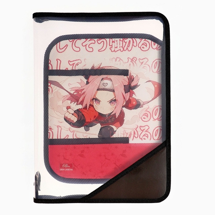 Папка для труда А4, 325 х 230 х 25 мм, молния вокруг, откидная планка, пластиковая, ПТР-1, Calligrata  Папка для труда А4, 325 х 230 х 25 мм, молния вокруг, откидная планка, пластиковая, ПТР-1, Calligrata "Аниме сакура"