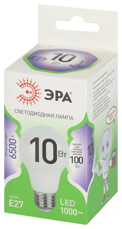 Лампа светодиодная LED 10 Вт 1000Лм 6500К груша холодный E27 220-240В LED A60-10W-865-E27 Green Line