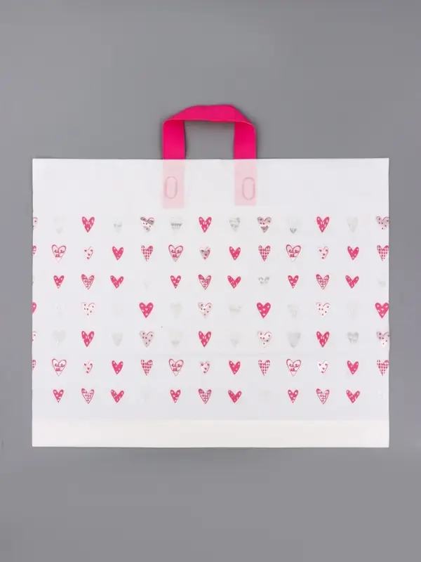Пакет с петлевой ручкой "Сердечки" 50 х 40 х 10 см  80 мкм