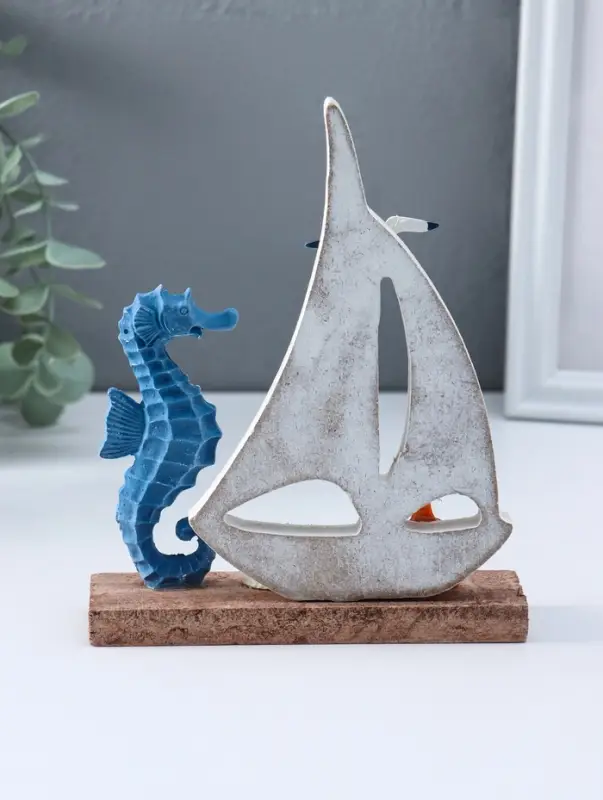 Сувенир интерьерный "Морской конёк и парусник" 4х14х17,5 см