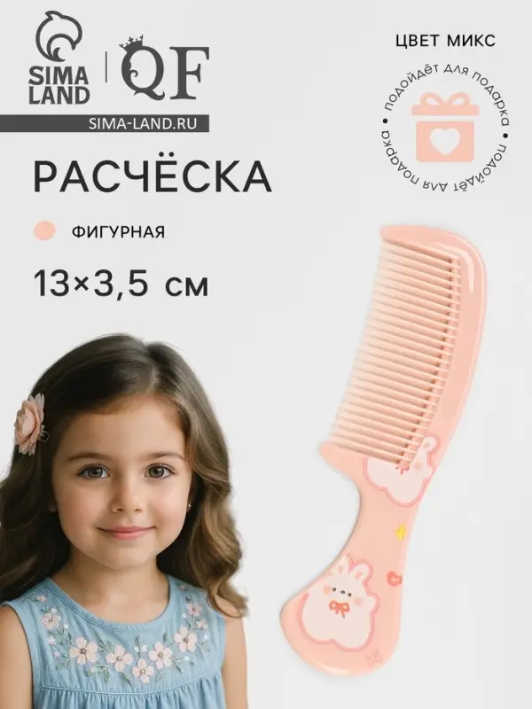 Расчёска фигурная &laquo;Детвора&raquo;, 13&times;3.5(&plusmn;1) см, МИКС