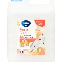 Крем-мыло AURA Pure Cotton 2 в 1 &laquo;Хлопок и овсяное молочко&raquo;, для рук и тела, канистра, 5 л