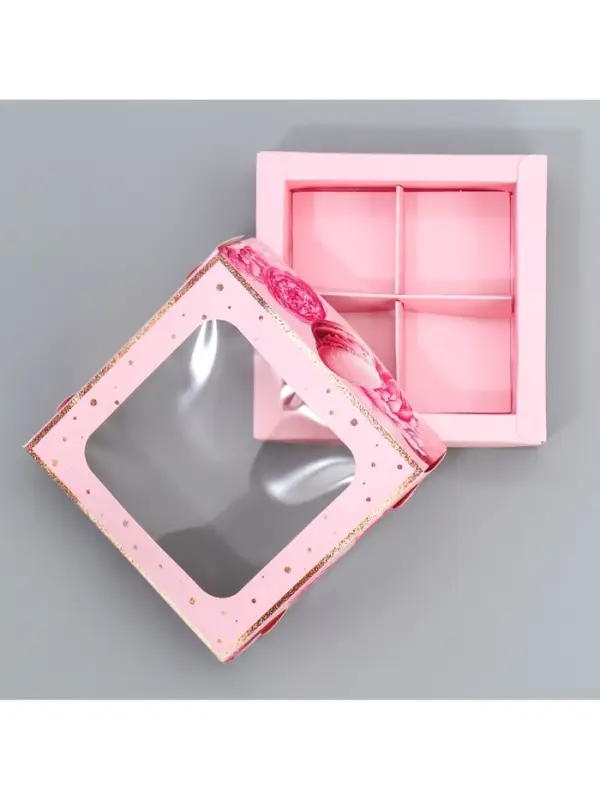 Коробка для конфет, кондитерская упаковка, 4 ячейки, &laquo;Present&raquo;, 10.5&times;10.5&times;3.5 см