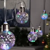 Гирлянда &laquo;Нить&raquo; 3 м с насадками &laquo;Лампочки шары&raquo;, IP20, прозрачная нить, 80 LED, свечение мульти, 8 режимов, 220 В