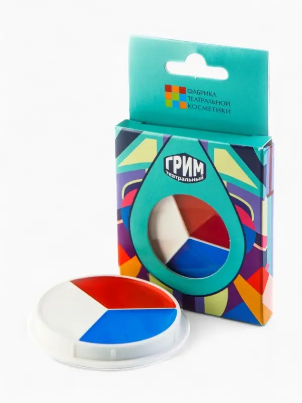 Профессиональный театральный грим  Профессиональный театральный грим "Шайба", (красный, белый, синий), 15 мл.