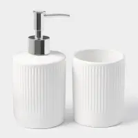 Аксессуары для ванной &laquo;Лина&raquo;, 2 предмета: дозатор для мыла, стакан, белые