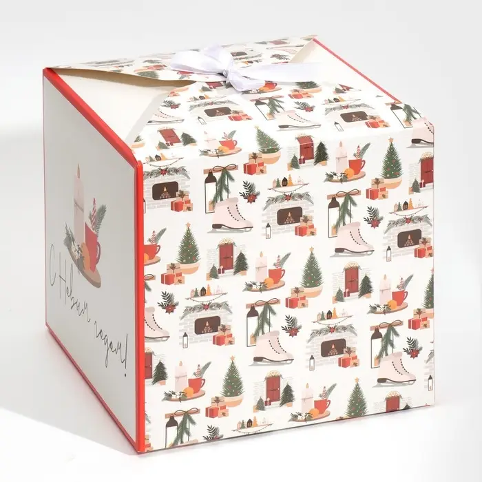 Коробка подарочная новогодняя складная «Хюгге», 18 х 18 х 18 см, Новый год Коробка подарочная новогодняя складная «Хюгге», 18 х 18 х 18 см, Новый год