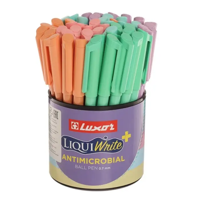 Ручка шариковая Luxor Liquiwrite, узел 0.7 мм, чернила синие, с антибактериальным грипом, МИКС Ручка шариковая Luxor Liquiwrite, узел 0.7 мм, чернила синие, с антибактериальным грипом, МИКС