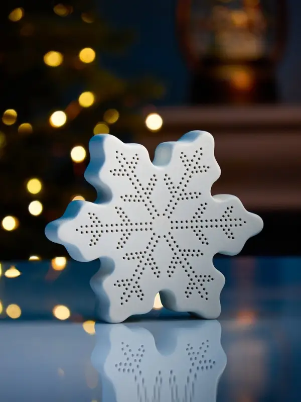 Светодиодная фигура &laquo;Снежинка&raquo; 13.2&times;11.6&times;4 см, 1 LED, керамика, от батареек LR44&times;2, свечение тёплое белое