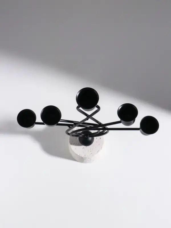 Подсвечник металл, дерево на 5 свечей  Подсвечник металл, дерево на 5 свечей "Викторианский" d=2,5 см чёрный 22,2х7х28 см