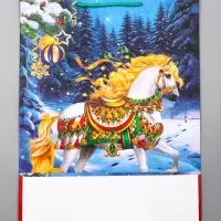 Пакет подарочный новогодний ламинированный, &laquo;Конь&raquo; , 33&times;10&times;42.5 см