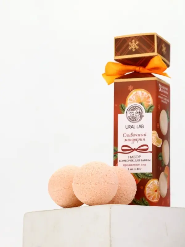 Бомбочки для ванны с ароматом мандарина, 3×40 г, URAL LAB Бомбочки для ванны с ароматом мандарина, 3×40 г, URAL LAB