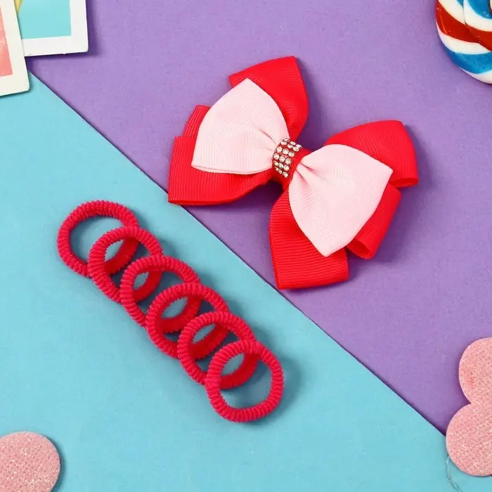 Набор для волос "Сьюзи" (зажим 8 см, 6 резинок 2,5 см) блеск