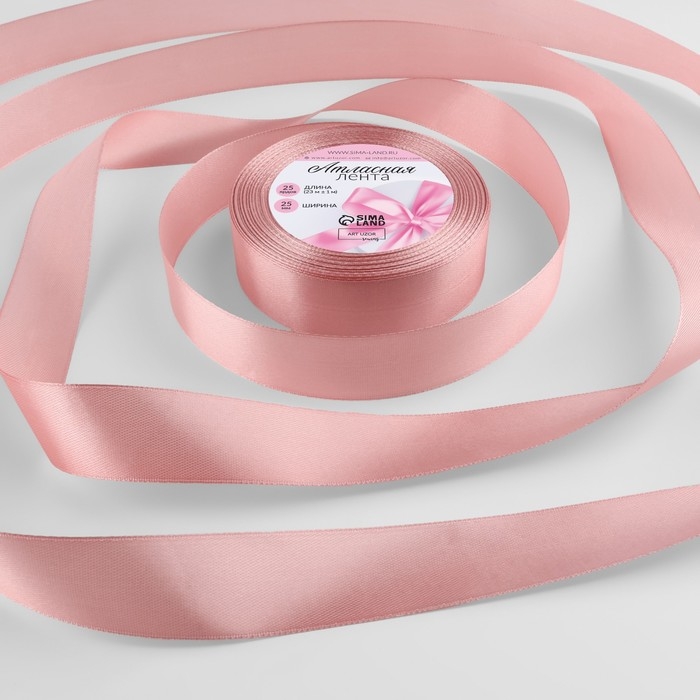 Лента атласная, 25 мм × 23 ± 1 м, цвет розовое золото №146 Лента атласная, 25 мм × 23 ± 1 м, цвет розовое золото №146