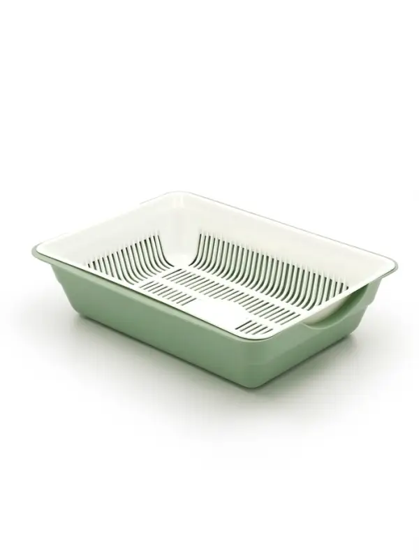 Туалет для кошек глубокий, 36&times;25&times;9 см, с сеткой, белый, мятный