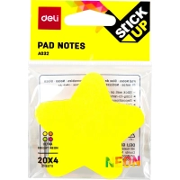 Стикеры с клеевым краем Deli 76х76 мм,20 листов,неон-е,форма в асс-те &nbsp; &nbsp; &nbsp;