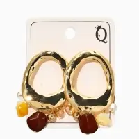 Серьги акрил "Стиль", галтовка, цвет коричневый в золоте