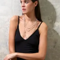 Бусы жемчужные, длинные, d=3.4, 5.6, 8.10, белые в серебре
