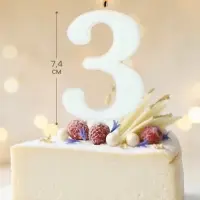 Свеча в торт &laquo;Соло. Цифра 3&raquo;, 8.2 см, белый блеск