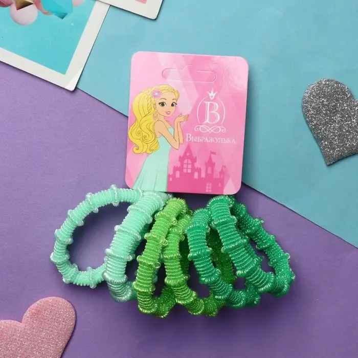 Резинка для волос Резинка для волос "Махрушка" (набор 6 шт) 4 см, зелёный