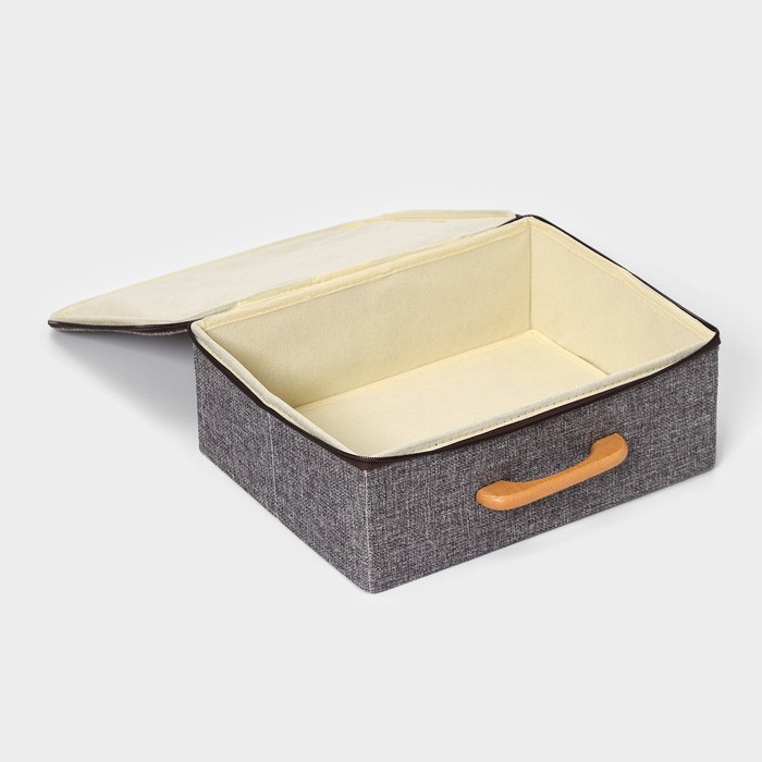 Короб для хранения на молнии LaDо́m «Рон», 32×25×11 см, цвет серый Короб для хранения на молнии LaDо́m «Рон», 32×25×11 см, цвет серый