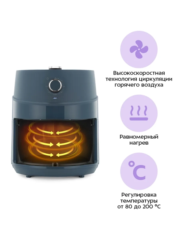 Аэрогриль электрический с поддоном КТ-8118 - 3.2 л 1500 Вт Аэрогриль электрический с поддоном КТ-8118 - 3.2 л 1500 Вт