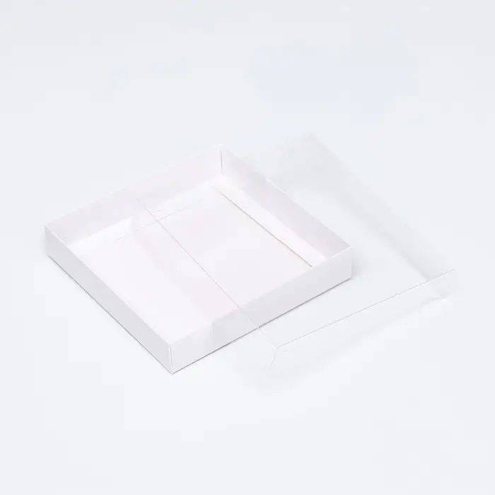 Коробка сборная, белая с PVC крышкой, 16×16×3 см