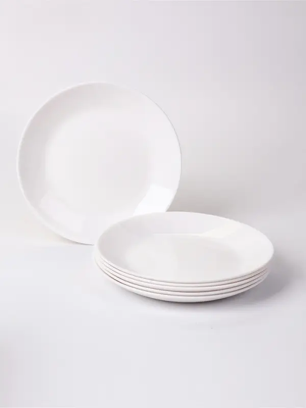 Тарелки десертные WhiteOpal, набор 6 шт., размер одной тарелки 18&times;18&times;2 см, стеклокерамика, белая