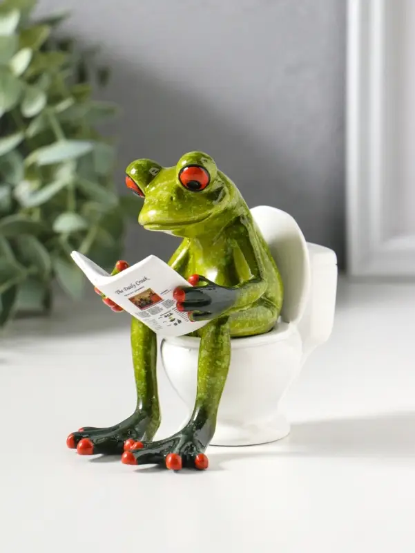 Сувенир полистоун лак "Лягушонок на унитазе с журналом" 10,5х6х10,5 см