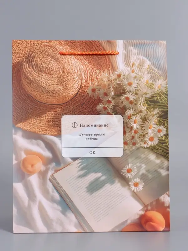 Пакет подарочный "Лучшее время сейчас" ламинированный 26 х 12 х 32 см