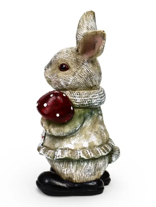 Садовая фигура из полистоуна &laquo;Зайка с грибами&raquo;, 26&times;12&times;16 см