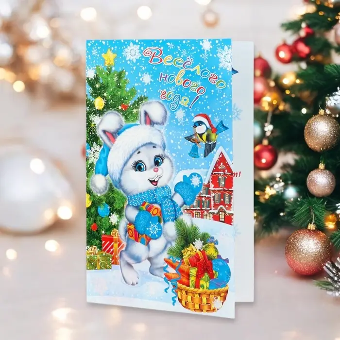 Открытка &laquo;С Новым Годом!&raquo; глиттер, 12.5&times;19.4 см