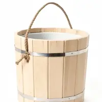 Ведро из липы, 15л,  пластиковая вставка, ручка-веревка