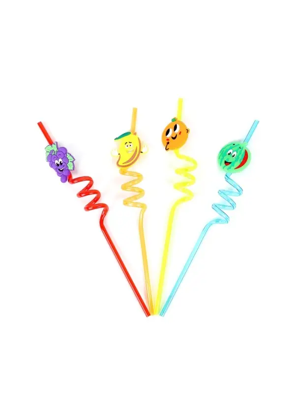 Трубочки для коктейля &laquo;Весёлые фрукты&raquo;, набор 4 шт., МИКС