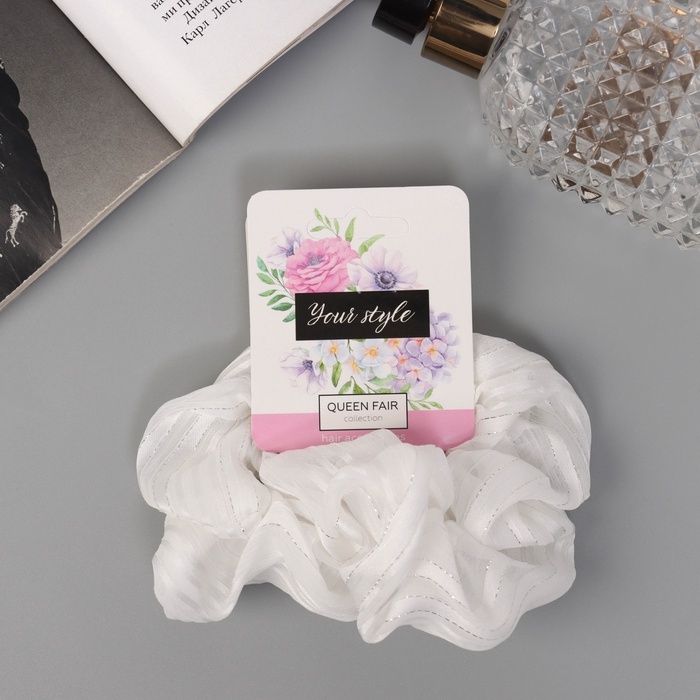 Резинка для волос Резинка для волос "Орбита" (набор 2 шт) Ариадна полосы блеск, 9 см, белый