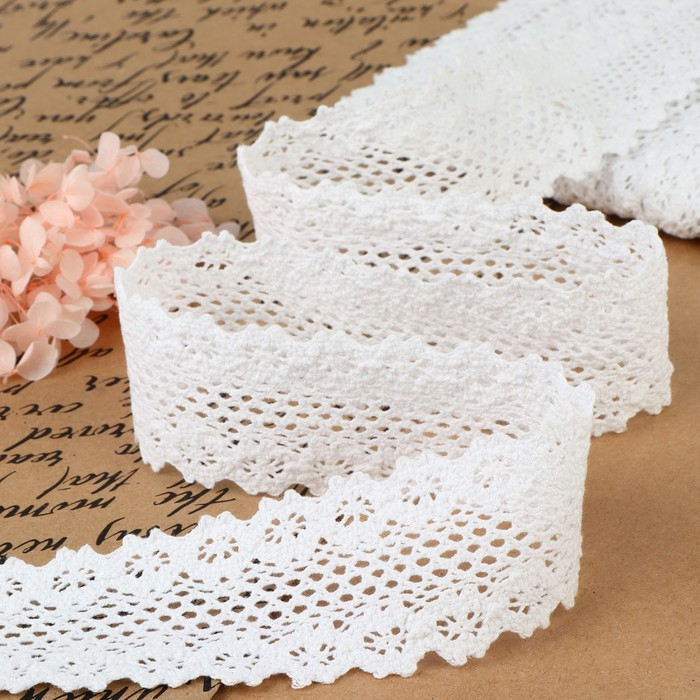 Кружево вязаное, 45 мм × 10 ± 1 м, цвет белый Кружево вязаное, 45 мм × 10 ± 1 м, цвет белый