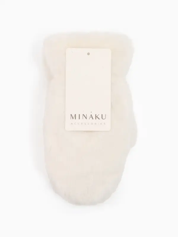 Варежки подросковые MINAKU, пушистые, 20 см цв.белый