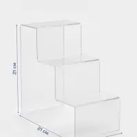 Подставка горка 3 ступеньки, 12&times;21&times;21 см, оргстекло 3 мм