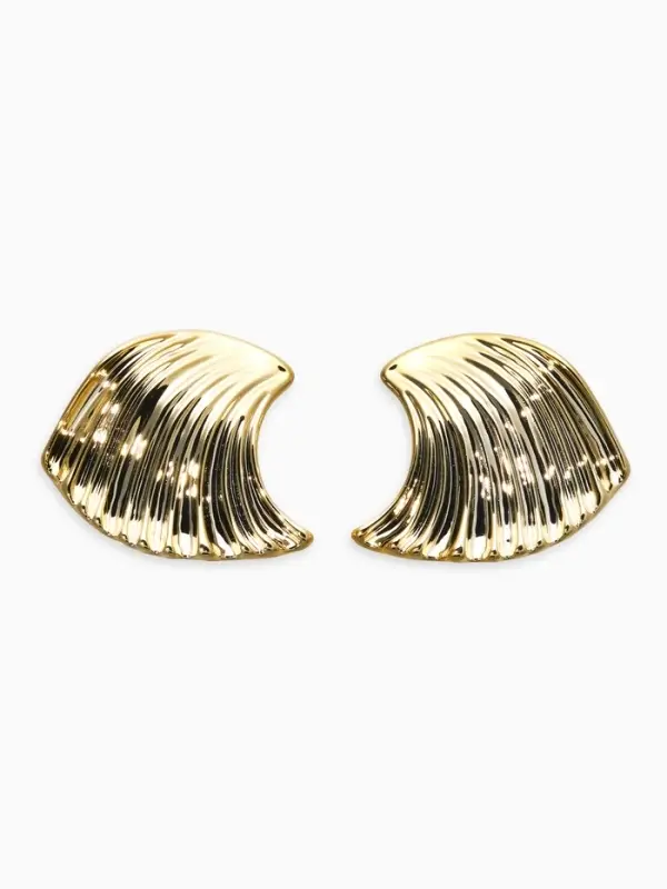 Серьги пластик "Волна", цвет золото