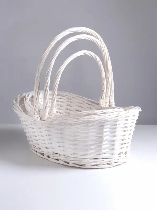 Плетёная корзина для хранения Fjara, лоза, с ручкой, белая, набор 3 шт.