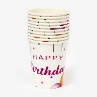 Бумажные стаканы "Happy birthday"шарики (набор 10шт)